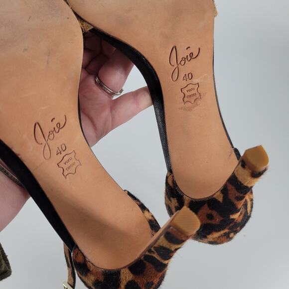 Joie Leopard Print Jaclyn Ankle Strap Heels 10 - Picture 11 of 13